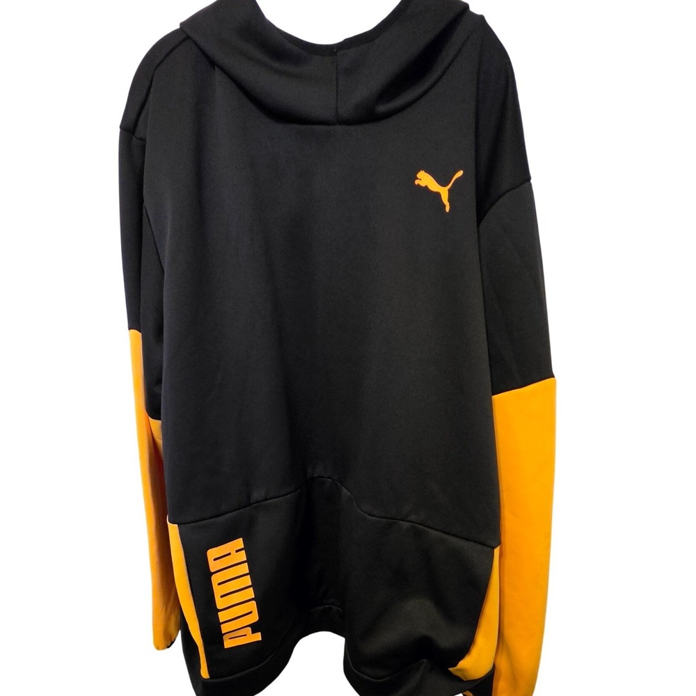 Puma Mens Train Hoodie Black Orange Colorblock Sweatshirt 3XLT Big and Tall